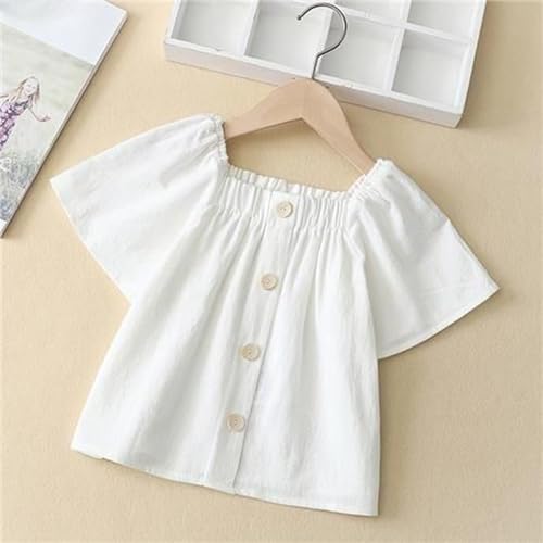 Teen Girls Cute Summer Tops Smock Square Neck Short Sleeve Button Down Shirts Casual Lightweight Gauze Blouses2