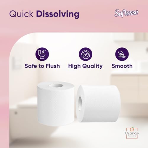 Softesse Toilet Paper 72 Rolls, 3 Ply Toilet Rolls Bulk Buy, Luxuriously Soft, Gentle And Hypoallergenic Sustainable Toilet Rolls - Quilted Toilet Roll For Your Family - Dermatologically Tested (72) - 4