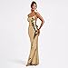 CNPOLOOK Sleeveless Backless Maxi Dress Women's Shiny Spaghetti Strap Bodycon Maxi Dresses Sexy Glitter Metallic Dress (US, Alpha, Medium, Regular, Regular, Gold)