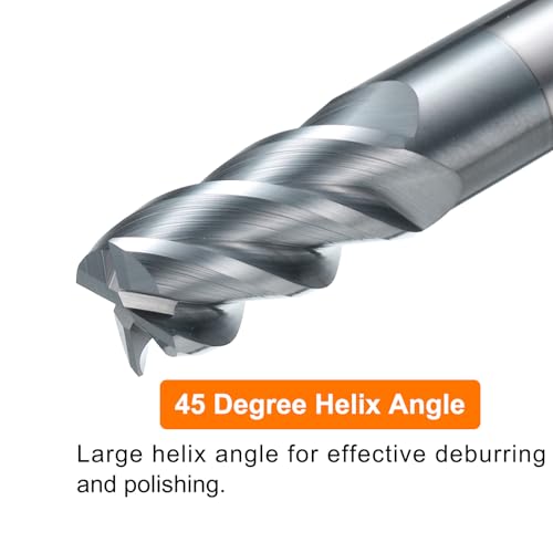 Image of HARFINGTON Carbide Square Nose End Mill Bit 1 /2 inch Cut Dia 4 Flutes TiAlN Coated Milling Cutter for Hardened Steel Metal (1 /2 inch Shank 1 inch Cut Length 3 inch Long 45 Degree Helix HRC53-55)