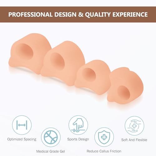 KTSAY Toe Spacers for Women & Men - 4 Pcs Gel Toe Separators With 2 Sizes for Hammertoe, Overlapping Toes, Soft Comfortable Bunion Corrector for Foot Pain Relief (Beige,2 L & 2 M) - Thumbnail 3