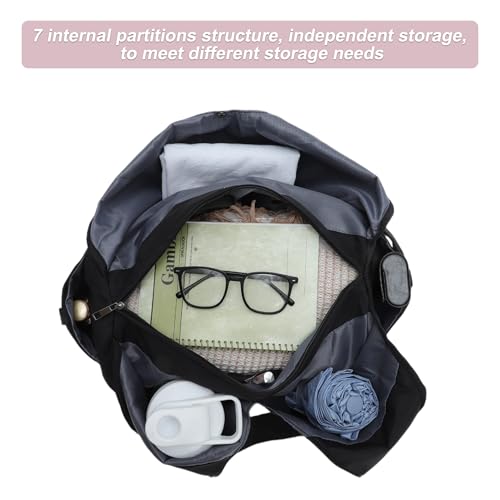 Duffle Bag for Travel, Water Resistant Gym Bag with Multiple Pockets, Travel Duffle Bags, Carry on Weekenders Bags with Wet Dry Storage Pockets, Black2