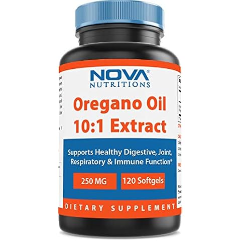 Nova Nutritions Oregano Oil 250 mg 10:1 Extract - Non-GMO & Gluten Free - Oil of Oregano Pills - Immune Support - 120 Softgels Cover