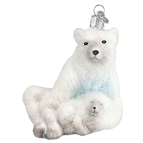 Old World Christmas Polar Bear with Cub Glass...