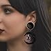 DOEARKO 2PCS Black Moon Dangle Gauges Hypoallergenic Stainless Steel Ear Plugs Ear Gauge ear hangers for stretched ears Fashion Tunnels Body Jewelry (6mm(2G), Black)