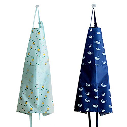 Women Aprons with pockets-2 Pack, Waterproof Fresh Apron, Waitress Apron - Women's Kitchen