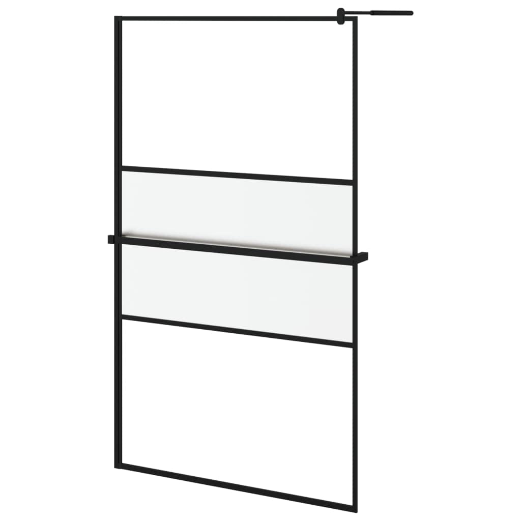 LAPOOH Mampara Ducha con Estante Vidrio ESG y Aluminio Negro 115x195cm, Mampara Bañera, Mampara Baño Ducha, Cabina De Ducha, Mampara Baño - 3185483