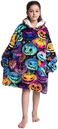 Kids Oversized Blanket Hoodie for Girls Boys, Comfy Fleece Fluffy Hoodie Pullover with Pocket Warm TV Game Blankets Sweatshirt Gifts for Children Teens