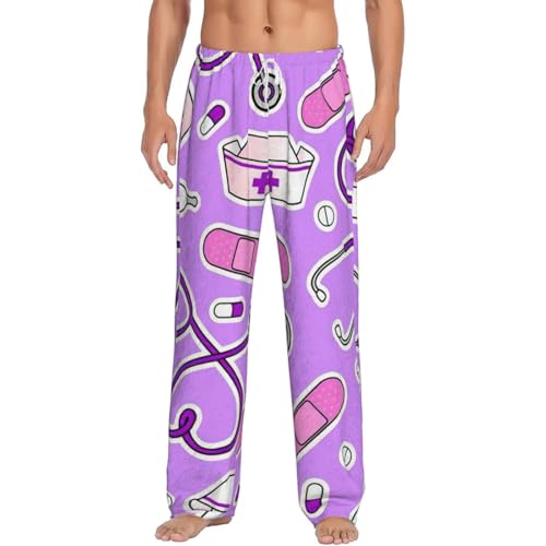 Pantalon de pyjama homme violet chaud contre le froid en polaire flanelle