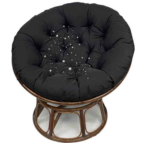 Generisch Schaukelsessel Kissen, Papasansessel Rundkissen RundRattansessel Auflage Sesselkissen Gartenkissen Sitzkissen Garten Kissen Gesteppt Mit Schlaufen (Schwarz,90x90cm)