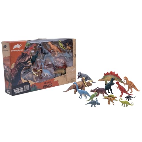 Animal Planet Valley of Dinosaurs Toy Playset – 14-Piece Dinosaur Figure Set for Kids, Prehistoric Adventure Playset for Ages 3+