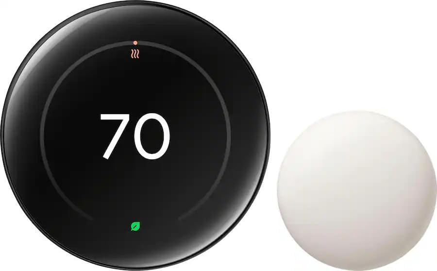 Nest Learning Thermostat (4th Gen, 2024) with Nest Temperature Sensor, Energy Saving Smart Thermostat, Compatible with Alexa, Apple HomeKit & Google Home App, Non-Retail Packaging, Obsidian