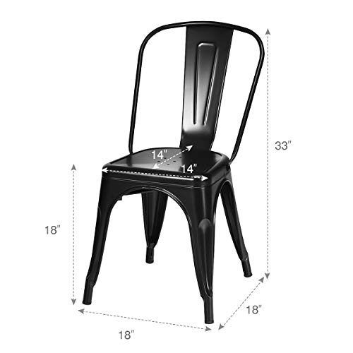 Image of COSTWAY Metal Bar stools Set of 4, with Removable Back, Cafe Side Chairs with Rubber Feet, Stylish and Modern Chairs, for Kitchen, Dining Rooms, and Side Bar