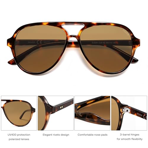 Image of SOJOS Classic Polarized Aviator Sunglasses for Women Men, Retro Trendy Aviators Shades SJ2201