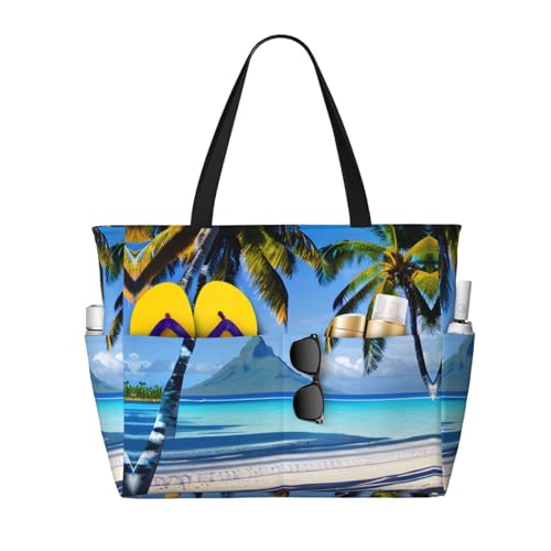 Sac à bandoulière imperméable Tahiti Beaches noir grand format