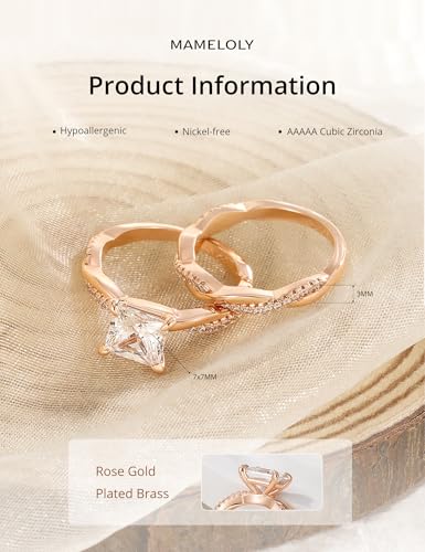 Image of Mameloly 2ct Wedding Band for Women Princess Cut Bridal Ring Sets Cubic Zirconia Promise Engagement Rings Twisting Infinity Pave Set Size 4-12