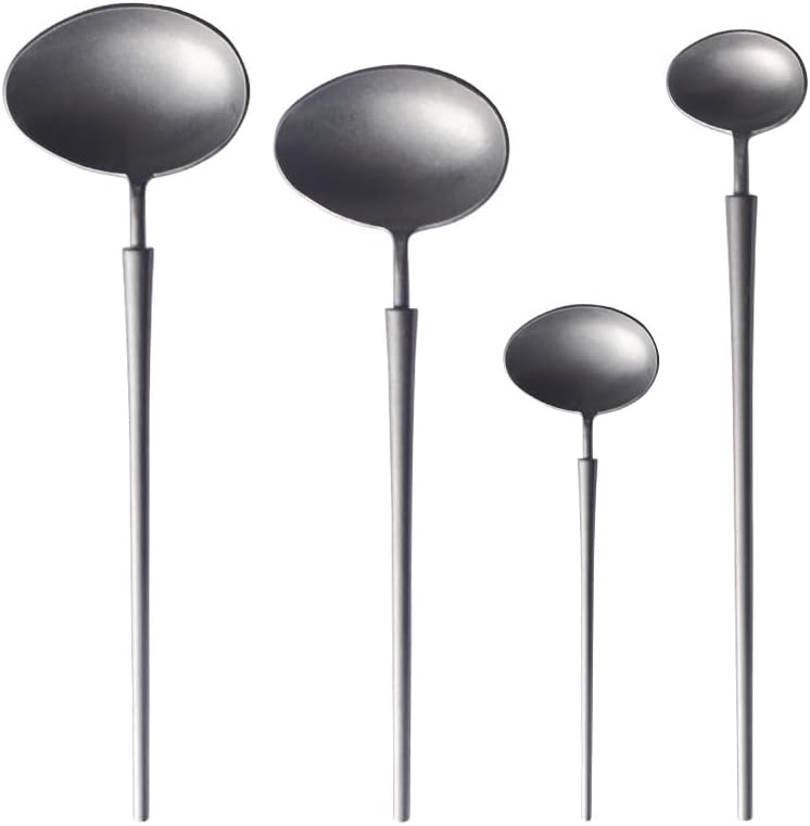 Silverware Set, 4/16/24/32/40/48 Pieces Retro Stainless Steel Spoons For Home Use Creative 304 Dinner Spoons, Soup Spoons, Coffee Long Handle Stirring Spoons, Home Cutlery Flatware Set(48 Pi