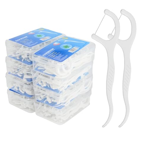 leruiyezs 400pcs Archetti Filo Interdentale Archetto Filo Interdentale e Forcelle Interdentali con Contenitore Igienico Portatile Cura Dentale per Famiglia Pulizia Precisa tra i Denti,forcelle