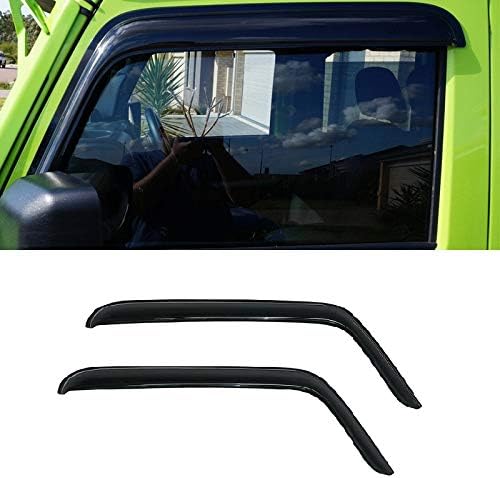 Deebior 2pcs Front Door Dark Smoke Outside Mount Style Sun Rain Guard Vent Shade Window Visors Wind Deflectors |92328| Compatible With 07-18 Wrangler JK 2-Door Only