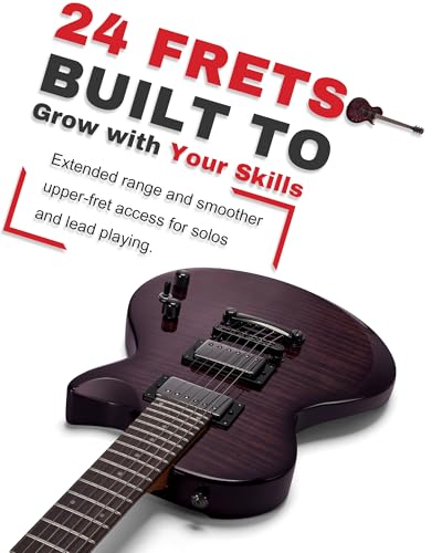 Image of AKLOT 24-Fret Electric Guitar Kit, 40 inch Single Cut (LP Style), Modern Playability Coil-Split Humbucker Pickups, 18:1 Tuning Pegs,W /Guitar Accessories Gig Bag,Cable,Strap,Picks,Strings,Tuner,Book
