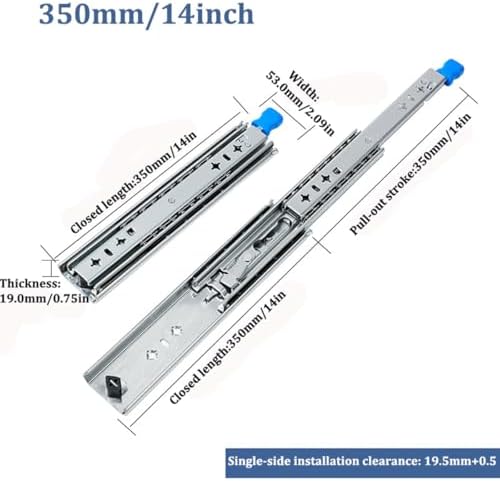 Generic 1 Pair Heavy Duty Locking Drawer Slides 10 14 18 22 26 30 34 38 42 46 54 58 60 in 260 Lb Load Capacity Side Mount Full Extension Ball Bearing Industrial Rail Tool Box Runner(250mm(10inch))