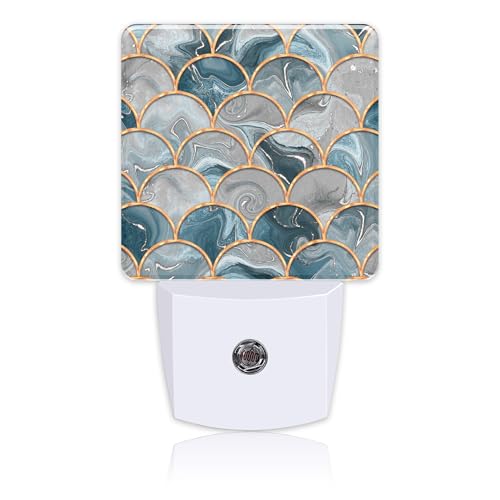 Image of Golden Fluid Marble Texture Night Light Plug into Wall with Dusk to Dawn Sensor Cute Nightlight for Kid Girls Boys Women Men Room Decor, Hallway, Kitchen, Bathroom, Nursery, Stairs