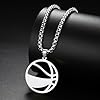 LIKGREAT Basketball Pendant Necklace Stainless Steel Chain Fashion Sports Basketball Jewellery For Basket ball Fans Athletes (Sliver-1) #3