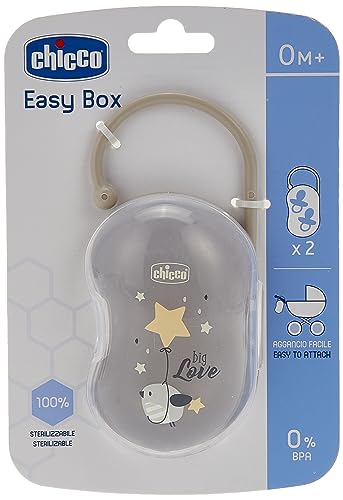 Chicco Doppelter Schnullerhalter, Schnullerhalter, vielseitig und hygienisch, leicht zu befestigen, Ergonymische Form, starisierbar, neutral, 0 Monate +