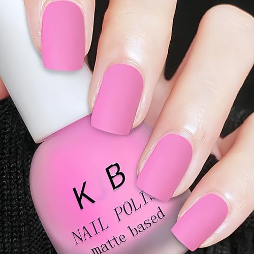 KAHSOSE Matte Nail Polish Quick Dry, Soft Pink Nail Polish Air Dry, Vegan Non Toxic Fingernail Color for Women Girls, Candy Pink Matte Finish