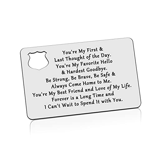 Boyfriend Husband Gifts from Girlfriend Wife Anniversary Wallet Insert Card for Men Fathers Day Gift for Police Officers Engraved Wallet Insert Card for Boyfriend Police Officer Retirement Gifts