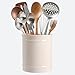 SZUAH Kitchen Ceramic Utensil Holder, Larger Capacity Utensil Crock, for Kitchen Counter top & Dining Table (Cream, 5.9" x 5.9" x 6.7")