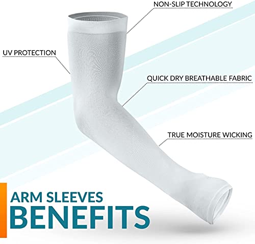 Image of MIZUNA Sun Protection Arm Sleeves Hand gloves For Men & Women,Thumb Holes UPF 50 Arm Cover for Biking,Cricket,Cycling, Golf, Outdoor Sports