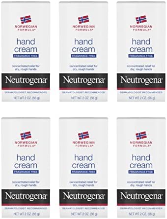 Neutrogena Norwegian Formula Moisturizing Hand Cream Formulated with Glycerin for Dry, Rough Hands, Fragrance-Free Intensive Hand Lotion, 2 oz, Pack of 6 (Package may vary)