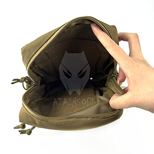 Atairsoft Tactical Dump Drop Pouches Molle Admin Pouch Utility Multipurpose Messenger Waist Fanny Hip Shoulder Bag Pack With Shoulder Strap 1000D Nylon Double Zipper For Airsoft Tactical Vest Tan #TOP3