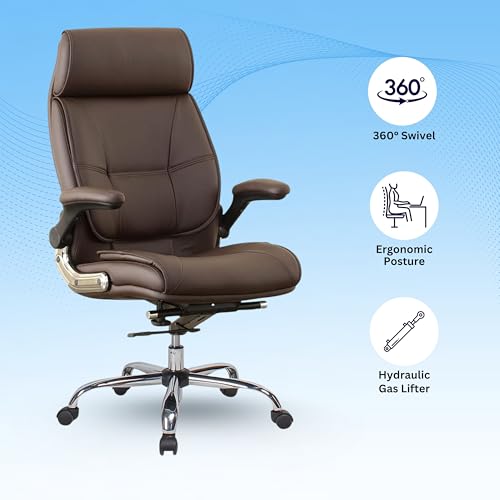 Image of Lakdi The Furniture Co Ergonomic High Back Office Chair for Long Hours | Premium Cushion Comfortable Desk Chair | Adjustable Height & 360 Swivel Executive Chair for 5-Year Warranty & Free Assembly