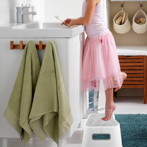 Tabouret repose-pieds salle de bain PP blanc solide pour adulte - 5