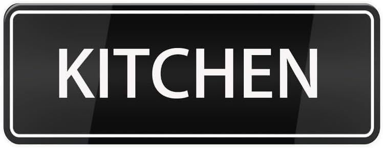 Letrero de cocina, cartel autoadhesivo oficial principal para puerta o pared, 10 x 3 pulgadas, instalación rápida y fácil, diseño acrílico de alta