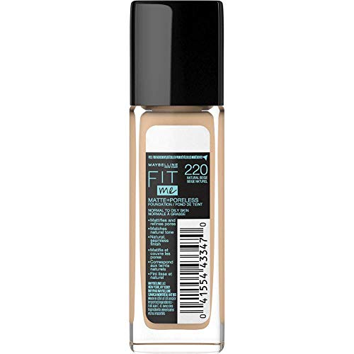 Maybelline New York Base de maquiagem Fit Me Matte Plus Porore Less (base bege natural), 3,5 ml