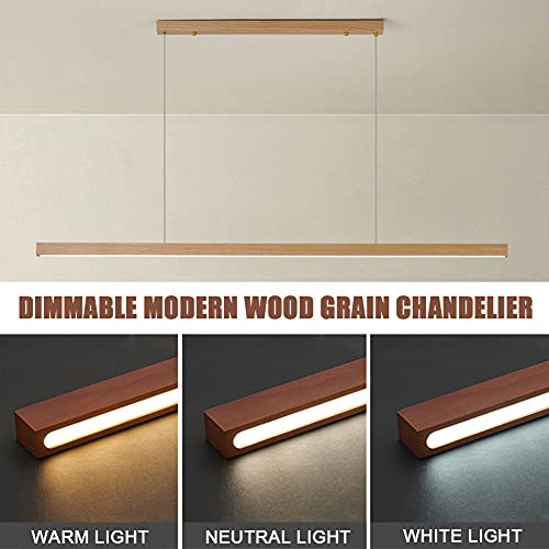 LED houten kroonluchter, kroonluchters verlichting hedendaagse eetkamer, voor eetkamer, keuken, ontbijtbar, woonkamer… - Afbeelding 4