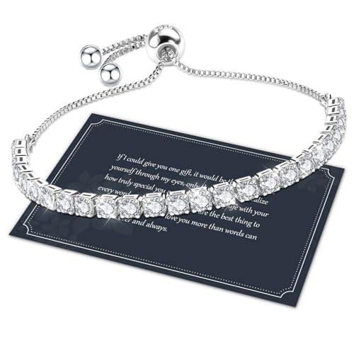 J.Fée Silver Bracelet, S925 Tennis Bracelet with Sparkling 5A Cub...