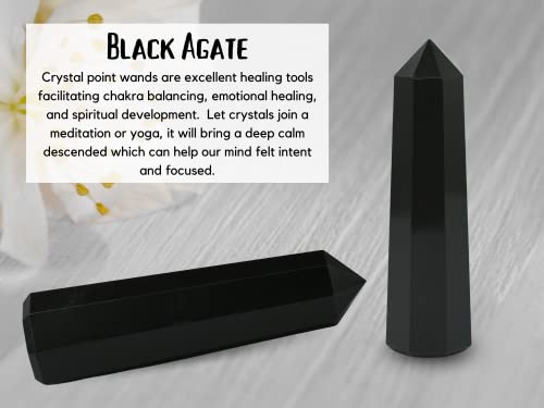 Image of Amazing Gemstone Black Agate Crystal Towers ~ Natural Healing Crystal Point Obelisk for Reiki Healing and Crystal Grid (3 inch to 4 inch INCH)