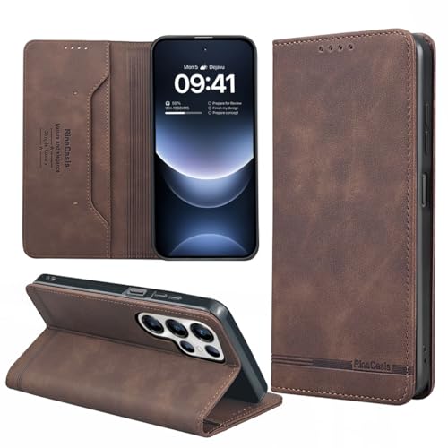 YSONCHAN Handyhülle für Oukitel C68, PU Lederhülle mit RFID-Blockierung, Magnetverschluss, Stoßfeste Flip Wallet Schutzhülle. Braun