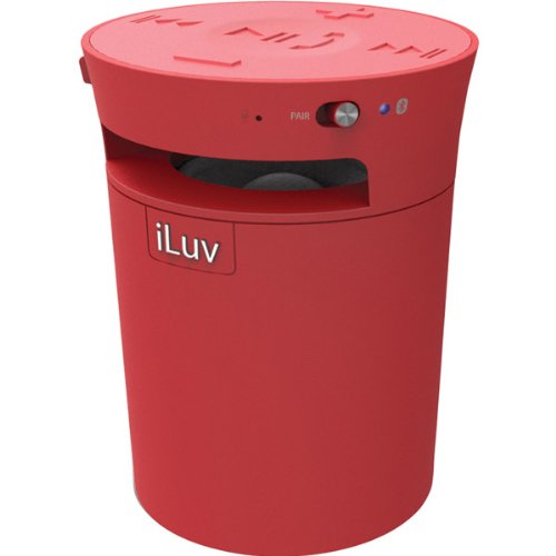 iLuv Red MobiCup Rechargeable Splash-Resistant Portable Bluetooth Stereo Speaker with Microphone