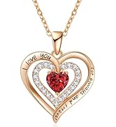 LIANYU Heart Necklaces for Women, Birthday Gifts for Women Birthstone Women Necklace Jewelry for ...