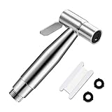 【Qualität】 Die Bidet Handbrause und der Hakenhalter bestehen aus hochwertigem 304-Edelstahl mit guter Korrosionsbeständigkeit. Der Sprühschlauch hat einen inneren EPDM-Schlauch, der für hohen Wasserdruck ausgelegt ist.