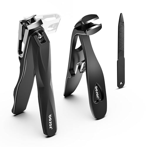 Image of BEZOX Nail Clippers with Metal Nail File - Curved Head Toe Nails Clipper for Thick Nails for Seniors, Free Rotating Finger Nail Clippers for Adult - Premium Nail Cutters for Fingernails and Toenails