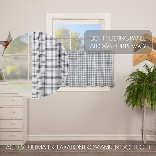 Vhcbrandssawyermillplaidcottonfarmhousekitchencurtainsrodpockethangingloops24incheslongtierpairblue Urban Country Home Decor Vhc brands sawyer mill plaid cotton farmhouse kitchen curtains rod pocket hanging loops 24 inches long tier pair blue urban country home decor