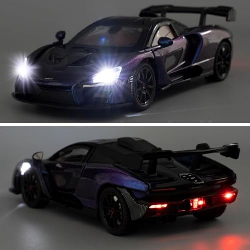 Image of 1:24 Maclaren Senna Sports Model Exclusive Alloy Diecast Pull Back Toy car with Openable Doors & Light Music Toys for Kids Boy Girl Gift (1:24 Maclaren Senna -Purple)