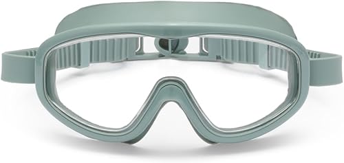 Petites Pommes Gafas de natación para niños de 3 a 8 años, silicona ligera, lente ancha antivaho y diseño retro, correas ajustables, hebilla segura