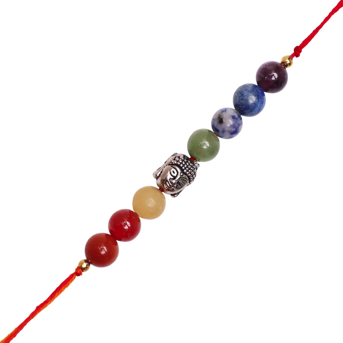 Shubhanjali Seven Chakra Buddha Rakhi for Brother (Pack of 1) | 7 Chakra Balancing Crystal Gemstone Multi Beads Rakhi for Bhaiya Bhabhi | Dori Rakhi for Bhai with Raksha Bandhan Gift Card Roli Chawal (B0CFB14P5R) Amazon Price History, Amazon Price Tracker